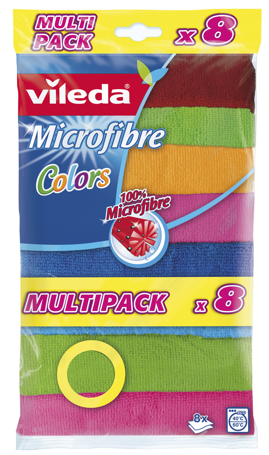 8 couleurs Paquet Vileda Microfibre Chiffons