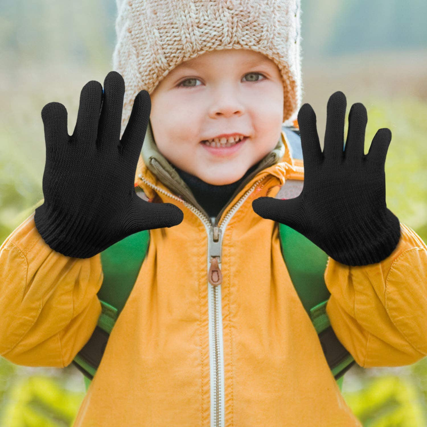6 Paires Gants tricotés à rayures magiques pour enfants Gants Chauds Tricotés A Doigts Pleins Enfant gants plein doigts Enfant Hiver Tricoté Gants Gants Chauds pour Enfants 
