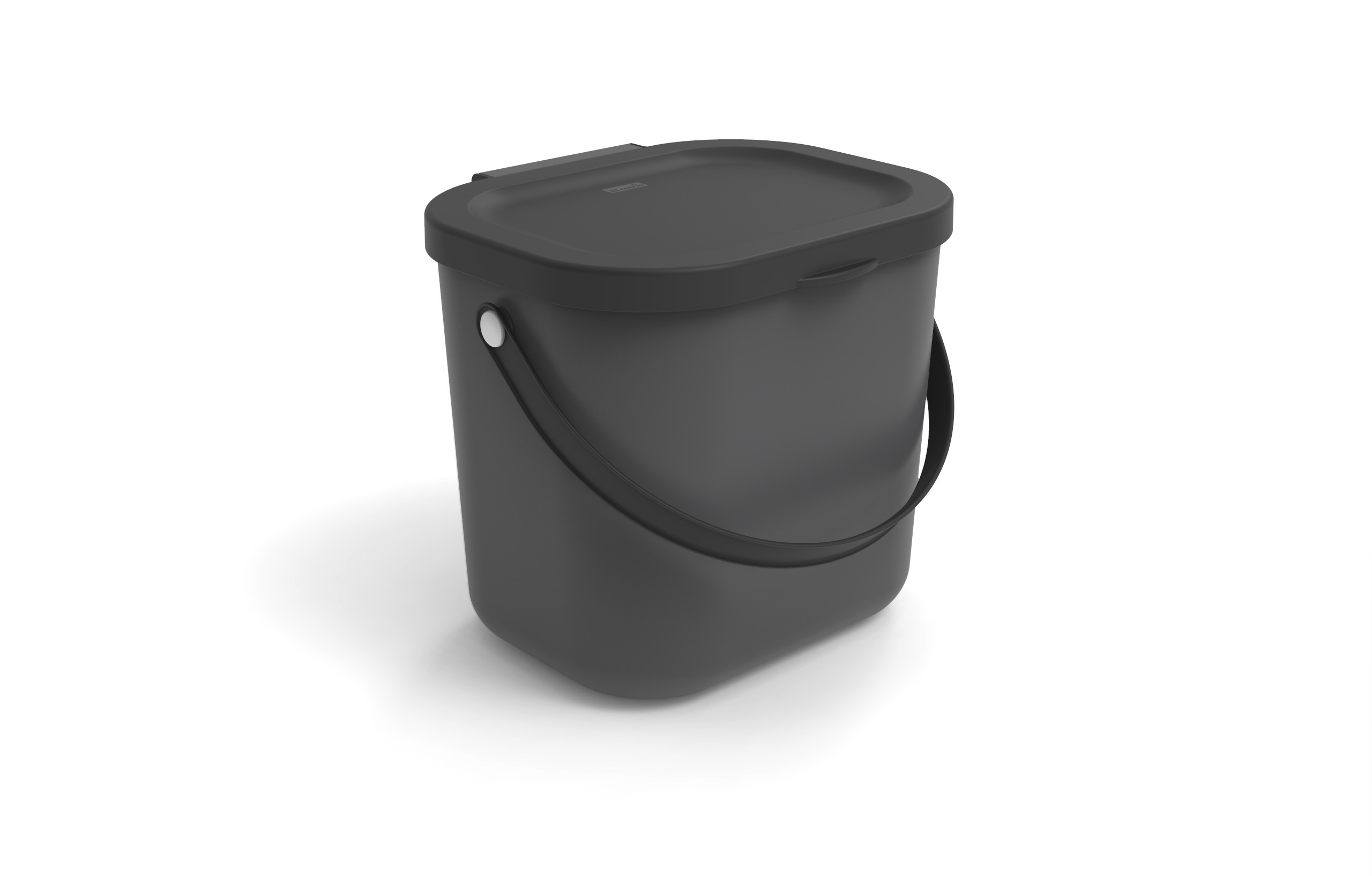 Rotho Albula Bio-déchets 6l avec couvercle pour la cuisine, Plastique (PP) sans BPA, anthracite, 6l (23.5 x 20.0 x 20.8 cm)