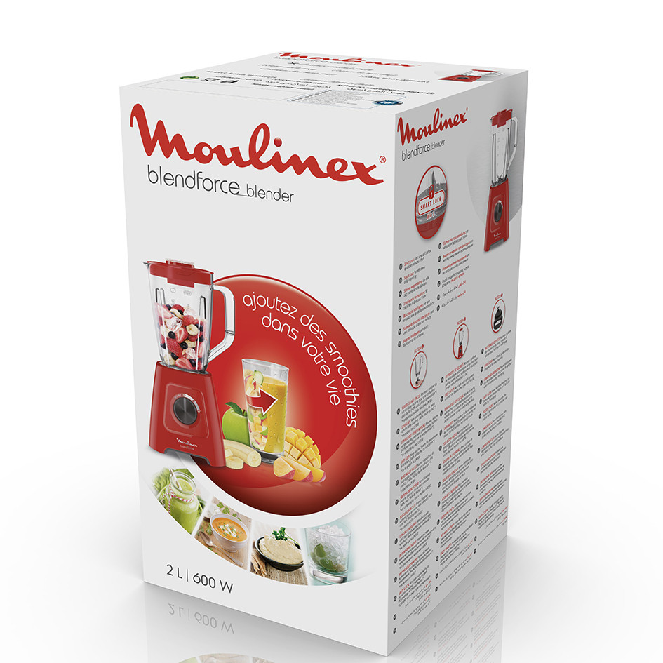 Moulinex LM420510 Blender 2 L Mixeur pichet 550 W Rouge, Transparent